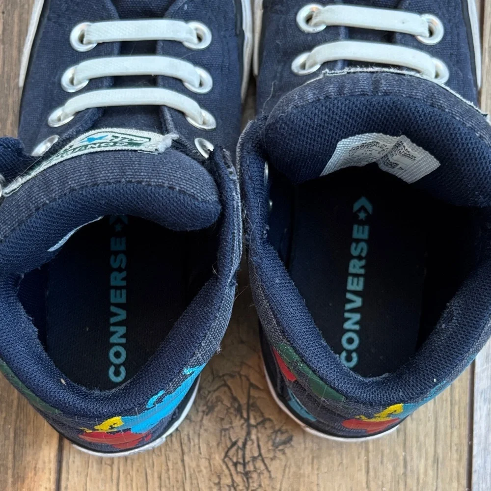 Converse Atlas Map Globe Kids' Navy High-Top Chucks Sneakers sz 12